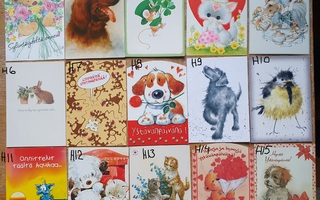 Kivoja eläinaiheisia piirrettyjä kortteja