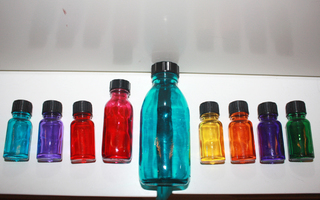 Väriterapia pullot chakra värit ja extrat 9 kpl
