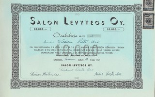 1949 Salon Levyteos Oy, Salo osakekirja