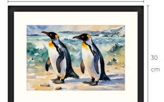 Uusi Pingviinit taulu 30 cm x 40 cm kehyksineen