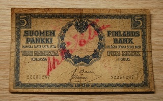 Suomen pankki : 5 mk 1909 seteli, Tsaarinaika