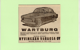 Wartburg malli 1961 - lehtimainos A5 laminoitu