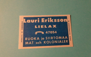 TT-etiketti Lauri Eriksson, Lielax