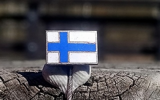 Emalinen Suomen lippu, Halkaisija - 11 mm. Ehjät emalit.