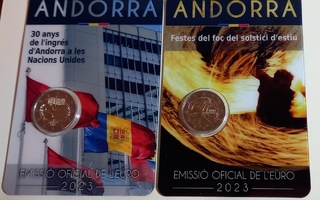 Andorra 2023 2 euro CCt, Summer solstice ja 30 y UN , BU