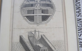 VANHA Piirrustus Sotalaiva Laiva M. Belin 1600-1700-l UPEA