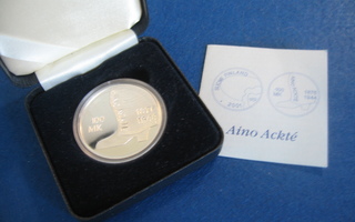 100 mk hopea juhlaraha Aino Ackte - 2001 PROOF rasia