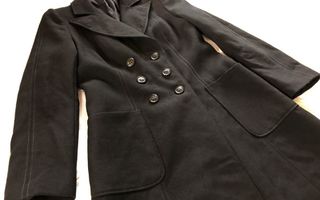 VINTAGE 70-luvun musta pitkä takki villakangastakki retro SM