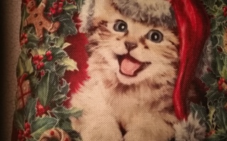 Kissan joulunaika tyynynpäällinen