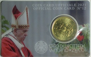 2021 Vatikaani 50c kortissa coincard BU laatu