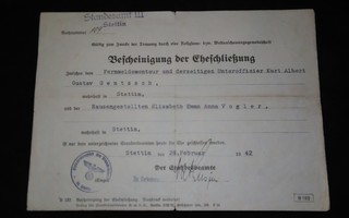 Natsi Saksa Dokumentti Stettin 1942 PK150/4