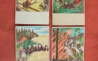 Tuure Saloranta Seitsemän veljestä vanhat postikortit 4 kpl