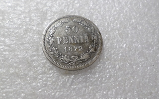 50  penniä 1872  hopeaa rahakehyksessä