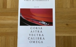 Värikartta Opel Calibra - Omega - Vectra - Astra. 1992/1993