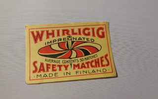 TT-etiketti Whirligig safety matches, made in Finland