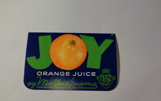 Etiketti - Joy Orange Juice, Oy Mallasjuoma