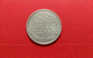 Egypti, 20 Piastres 1916, hopeaa, 27,75 g. Aika hyvä. (KD81)