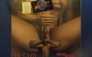 BELIAL - NEVER AGAIN - MUSTARD SPLATTER FRA 2024 UUSI LP