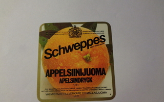 Etiketti - Schweppes Appelsiinijuoma, Oy Mallasjuoma
