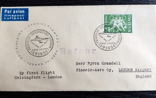 Ensilento Helsinki- London 1.9.1954 Finnair-Aero Oy Olympia