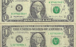 USA 1 DOLLAR x 2 1995. F + VG