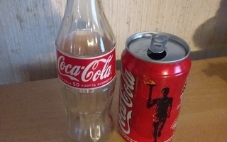 Coca-Cola pullo ja tölkki