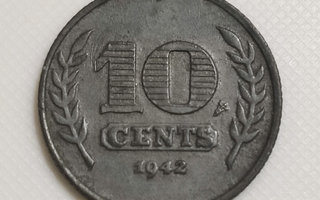 Alankomaat 10 Cents 1942, WW2 kolikko