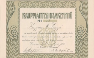 1912 Kauppiaitten Osakeyhtiö, Vaasa Kesko osakekirja