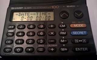 Sharp EL-6071 retro laskin / puhelinmuistio / aikataulu