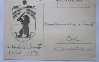 VANHA Postikortti Kenttäpostia Itä-Karjala 1943 Kuvallinen