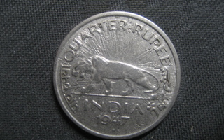 Intia  1/4  Rupee 1947  KM# 548  Nickel  mumbai