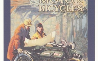 Mainos B.S.A.  moottoripyörä (postikortti)