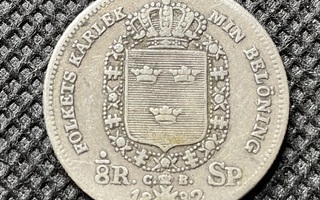 Ruotsi Sweden 1/8 Riksdaler 1832 hopeaa (.750)