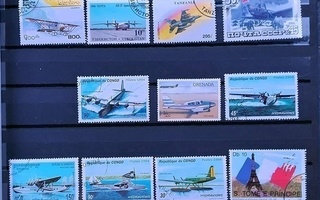 Lentokone vesitaso sotilaskone hävittäjä postimerkkejä 19