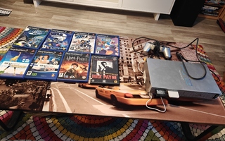 Playstation 2 Harmaa Fat konsoli + 24 peliä.