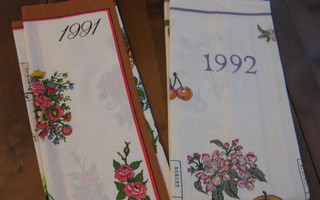 Kalenteripyyhe v. 1991 ja 1992, myös erikseen 6e