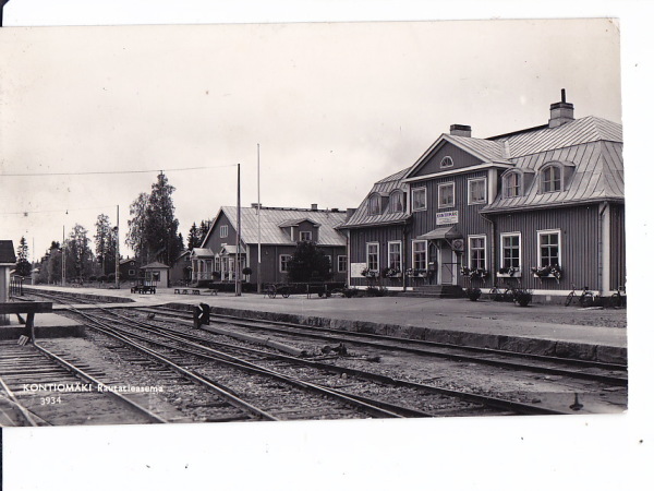 VANHA Postikortti Kontiomäki Paltamo Rautatie Asema 1950-l 