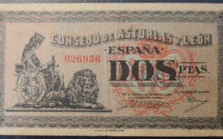 Espanja, Leon 1937 2 Pesetas