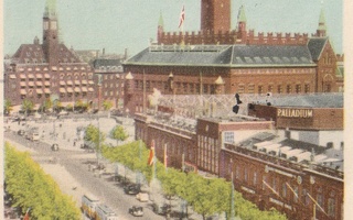 Kööpenhamina -  mm. raitiovaunut  -   vanha kortti