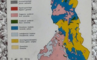 Suomen kallioperä-postikortti v. 1965