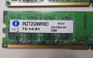 Integral 4GB 2x2GB PC2-5300 DDR2-667MHz muistipari