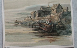 Kimmo Pälikkö: Veneellä kauppaan (1989) -postikortti