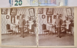 Stereo Valokuva Venäjän Upseeri Upea Merkki Viipuri 1900-l