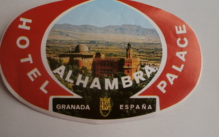 Etiketti / laukkumerkki Hotel Alhambra Palace,Granada,Espana