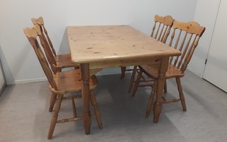 Sandvik, pöytä ja 4 tuolia (80-90 lukua)