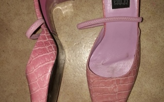 Vintage pinkit sandaalit,37, Billi Bii käärme nahkaa