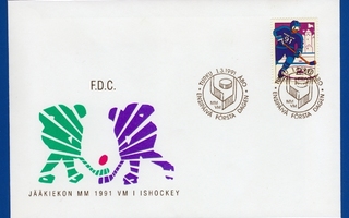 FDC – Jääkiekon MM-kisat:  Jääkiekko,  1.3.1991  Lape 1126