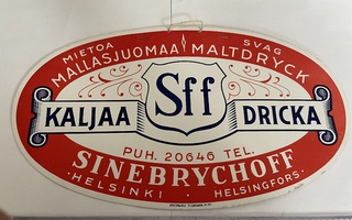 Vanha pahvinen SFF (Sinebrychoff) seinämainos