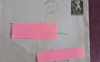 Itä - Karjala postimerkki kuorella Aunus leima
