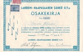 1941 Lahden-Haapasaaren Sähkö Oy, Rauma osakekirja